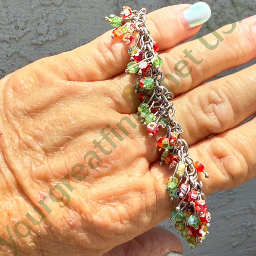 Sterling Silver Beaded Charm Bracelet ring