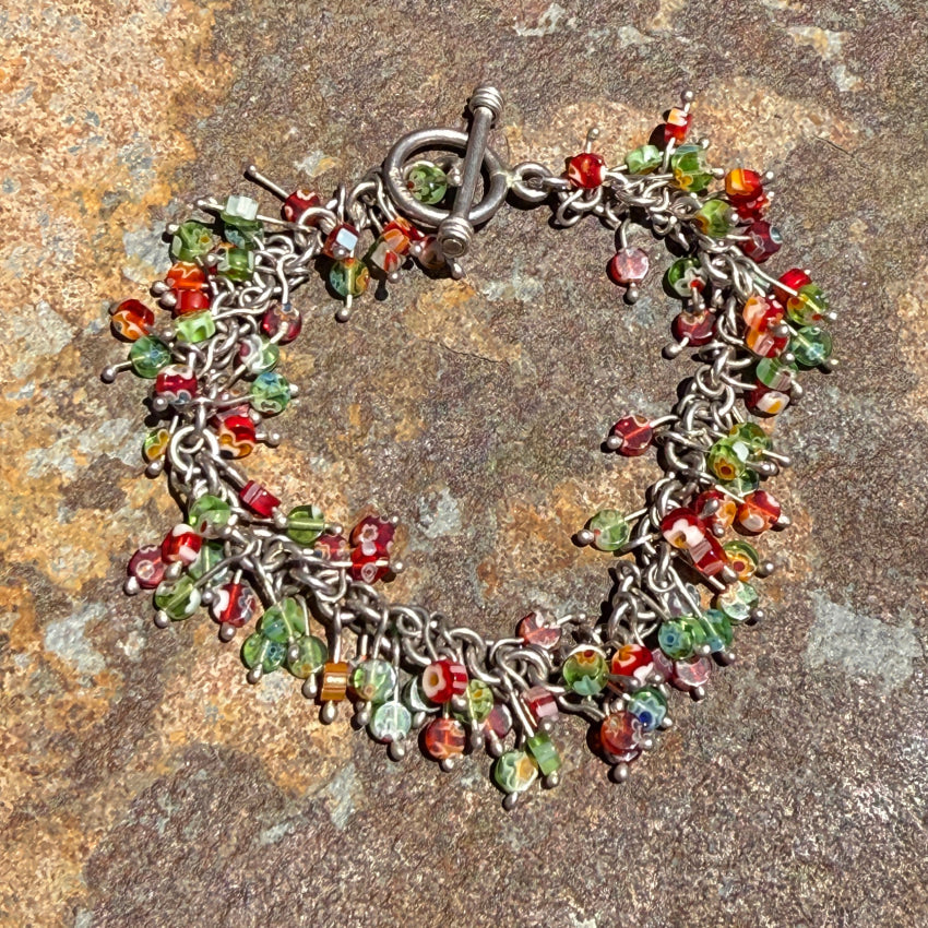 Sterling Silver Beaded Charm Bracelet ring