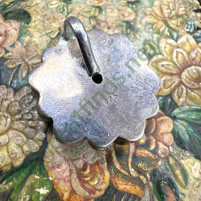 Sterling Silver Black Fresh Water Pearl & Amethyst Cluster Pendant pendant