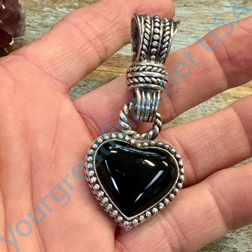 Sterling Silver Black Heart Enhancer Pendant