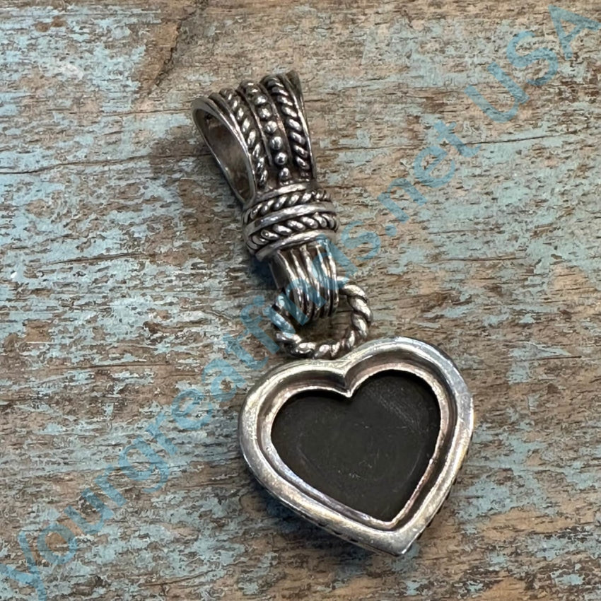 Sterling Silver Black Heart Enhancer Pendant