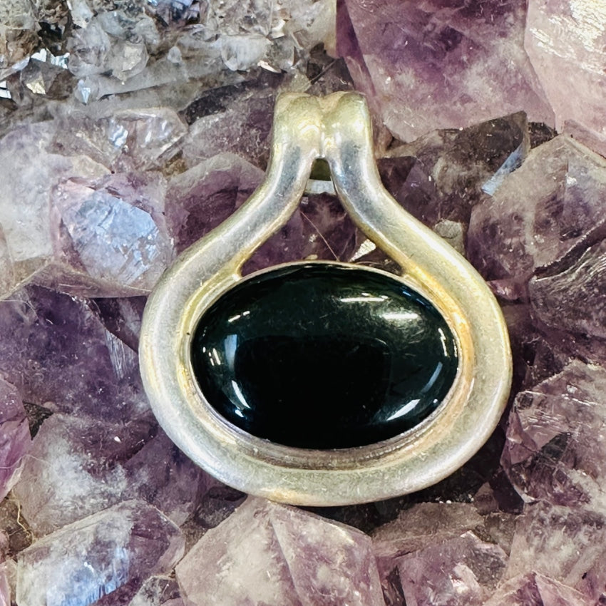 Sterling Silver Black Onyx Pendant Mexico