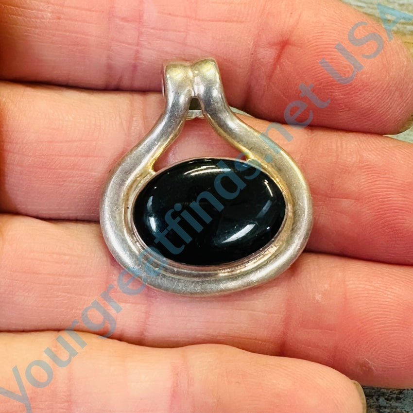 Sterling Silver Black Onyx Pendant Mexico