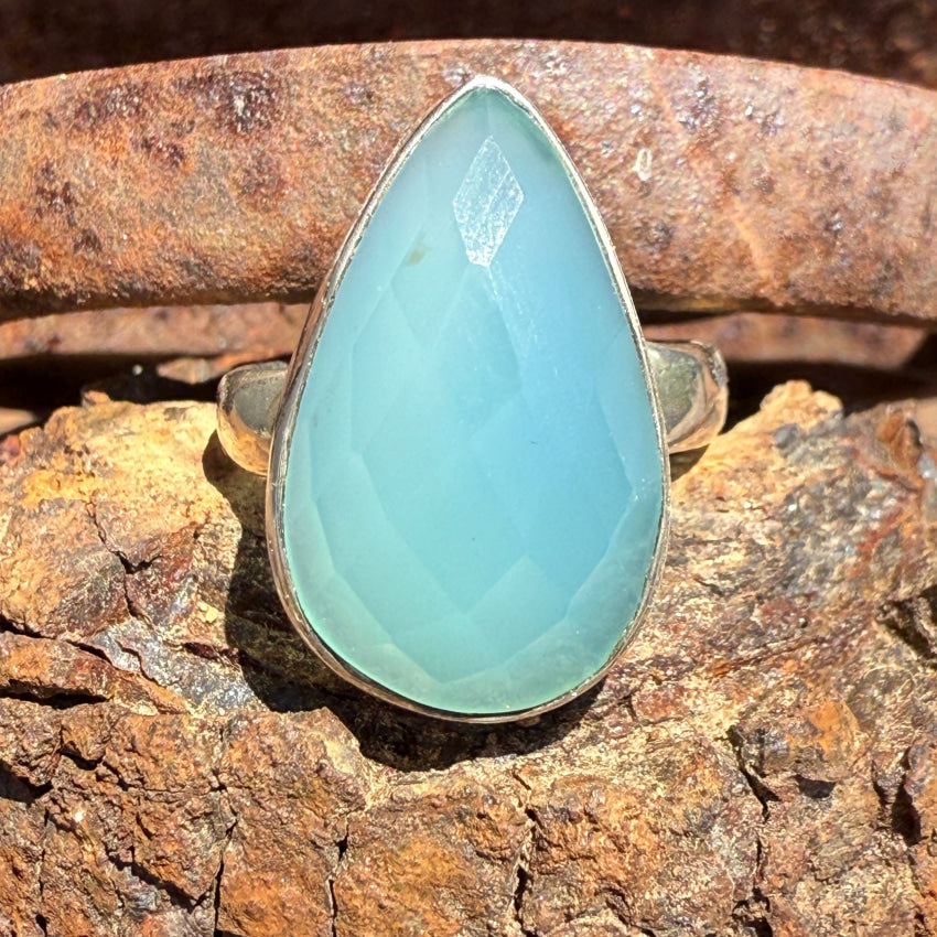 Sterling Silver Blue Chalcedony Pendant Ring 6.5 ring
