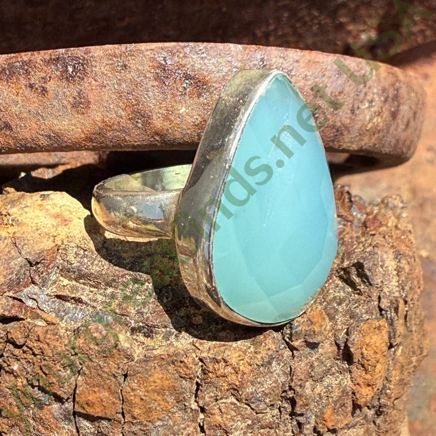 Sterling Silver Blue Chalcedony Pendant Ring 6.5 ring