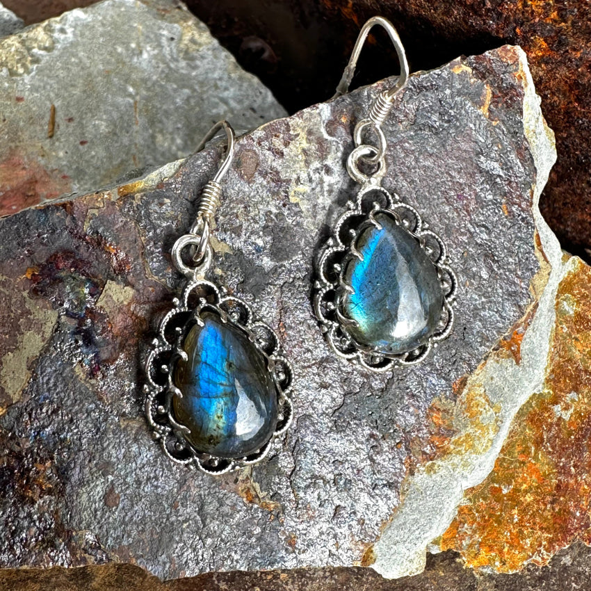 Sterling Silver Blue Labradorite Pierced Earrings Earrings