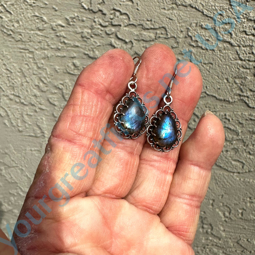 Sterling Silver Blue Labradorite Pierced Earrings Earrings