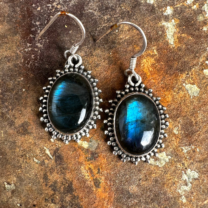 Sterling Silver Blue Labradorite Pierced Earrings Earrings