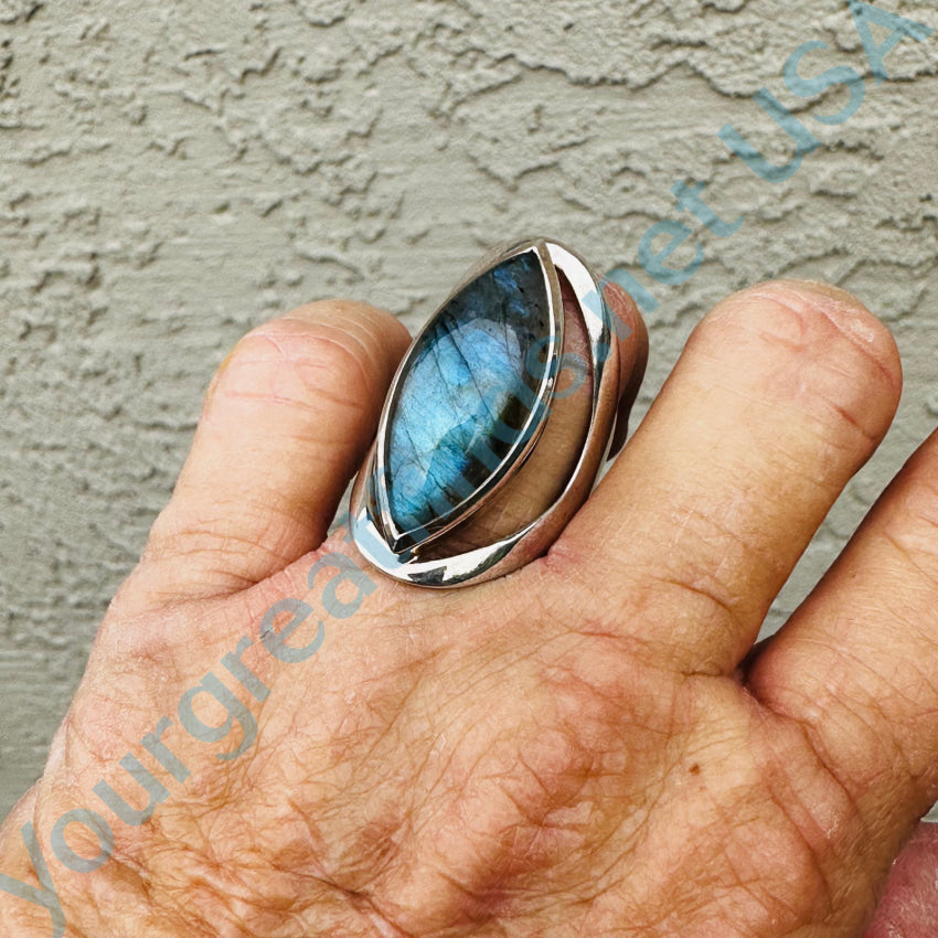 Sterling Silver & Blue Labradorite Ring Size 10 Ring