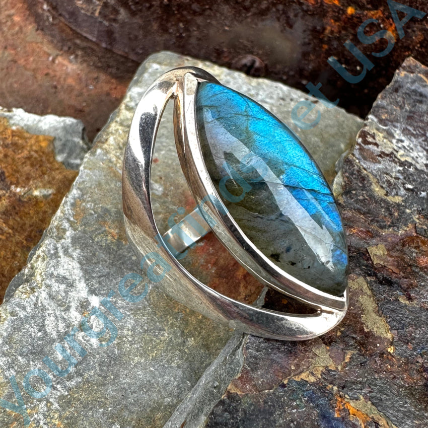 Sterling Silver & Blue Labradorite Ring Size 10 Ring