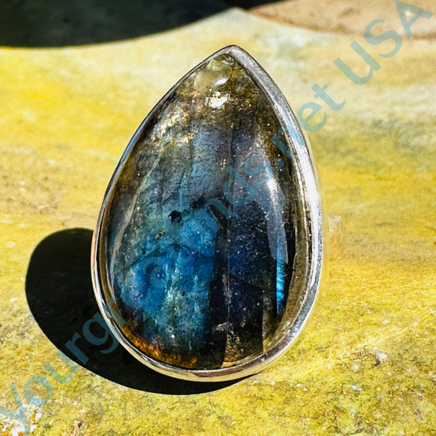 Sterling Silver & Blue Labradorite Ring Size 9.5 Ring