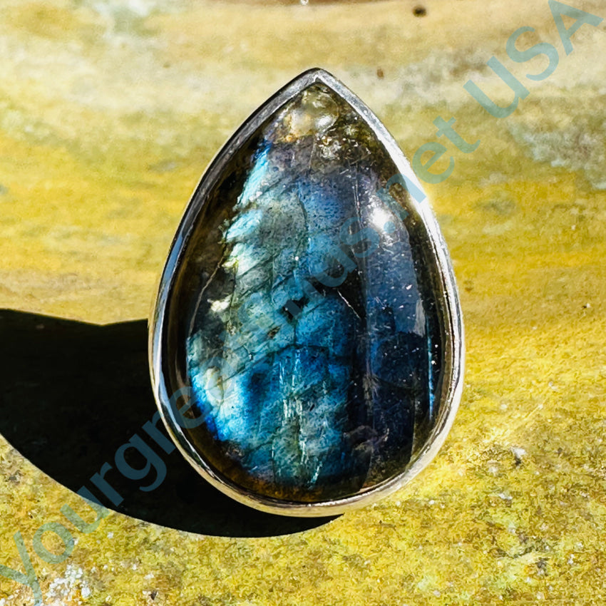 Sterling Silver & Blue Labradorite Ring Size 9.5 Ring