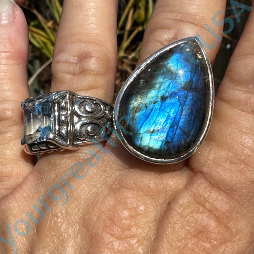 Sterling Silver & Blue Labradorite Ring Size 9.5 Ring