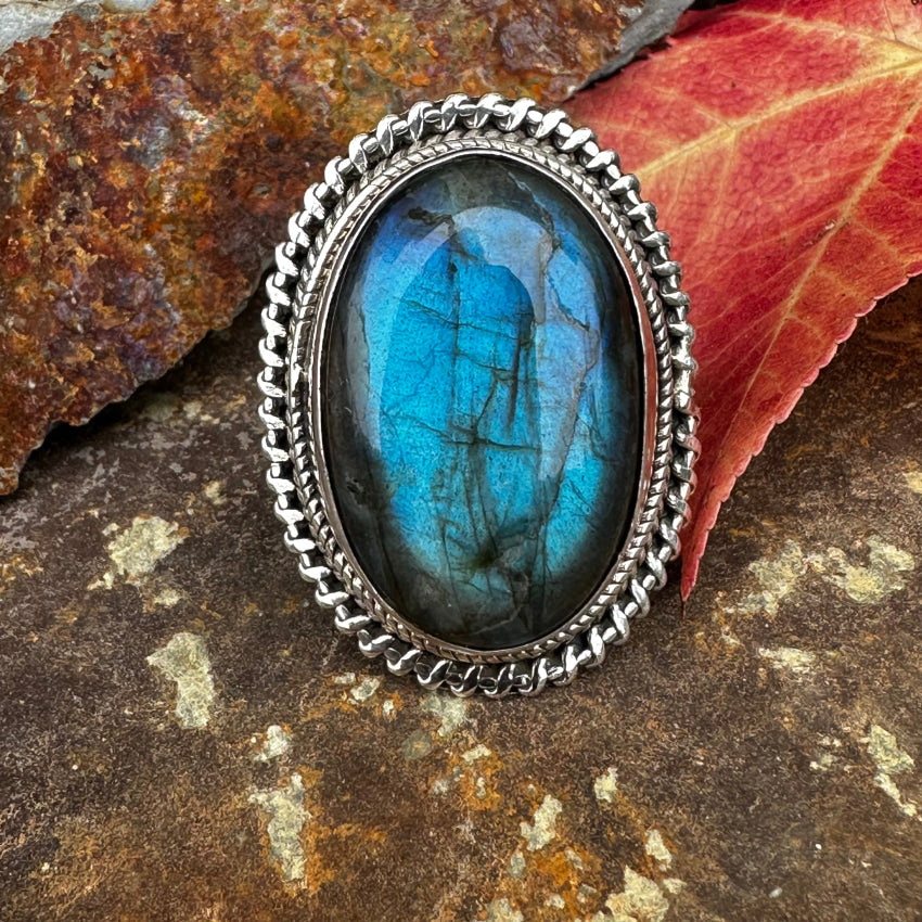 Sterling Silver & Blue Labradorite Ring Size 9.5 Ring