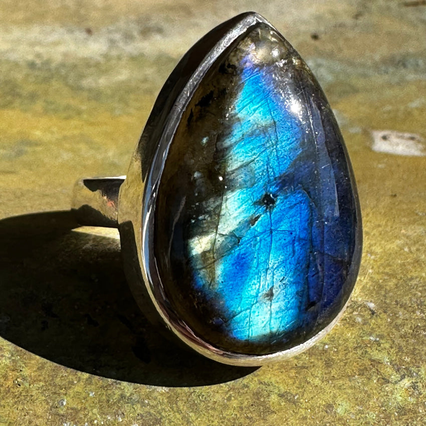 Sterling Silver & Blue Labradorite Ring Size 9.5 Ring