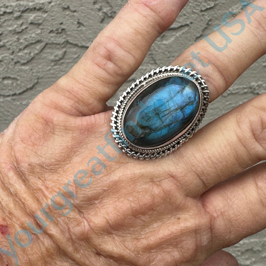 Sterling Silver & Blue Labradorite Ring Size 9.5 Ring