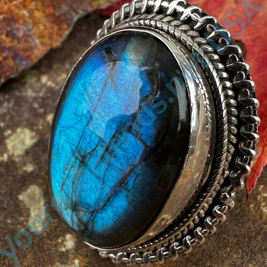 Sterling Silver & Blue Labradorite Ring Size 9.5 Ring