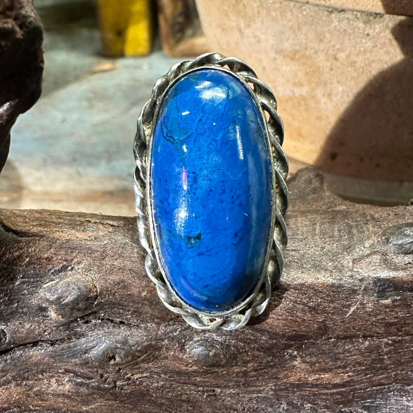 Sterling Silver Blue Lapis Lazuli Long Ring Size 5 Southwestern