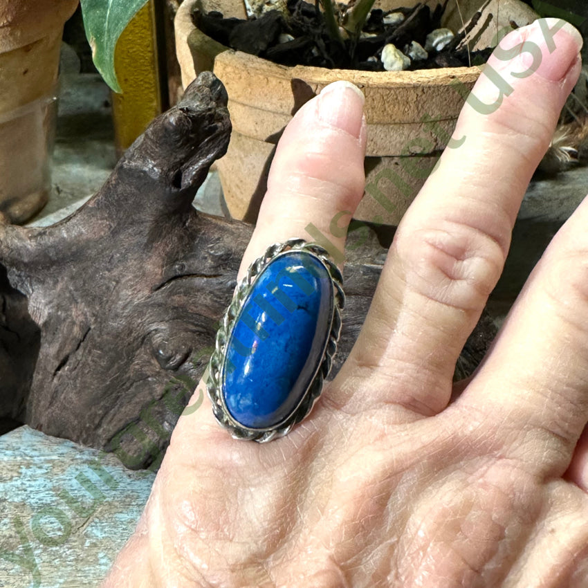 Sterling Silver Blue Lapis Lazuli Long Ring Size 5 Southwestern