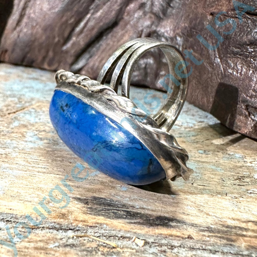 Sterling Silver Blue Lapis Lazuli Long Ring Size 5 Southwestern