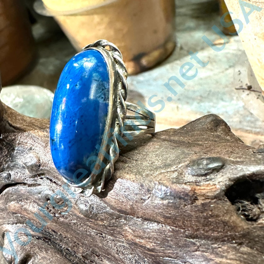 Sterling Silver Blue Lapis Lazuli Long Ring Size 5 Southwestern