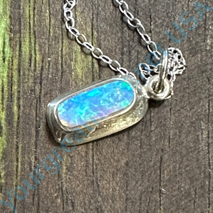 Sterling Silver Blue Opal Necklace