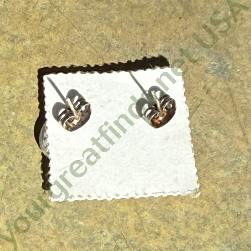 Sterling Silver & Blue Opal Pierced Post Stud Earrings Mexico earrings