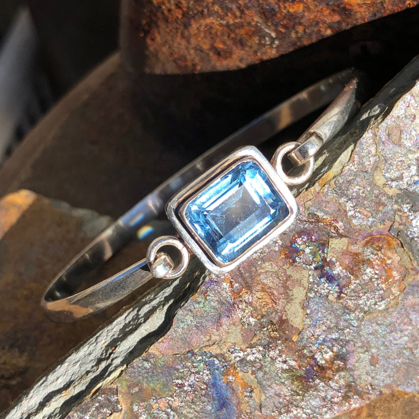 Sterling Silver & Blue Topaz Bangle Bracelet Bracelet