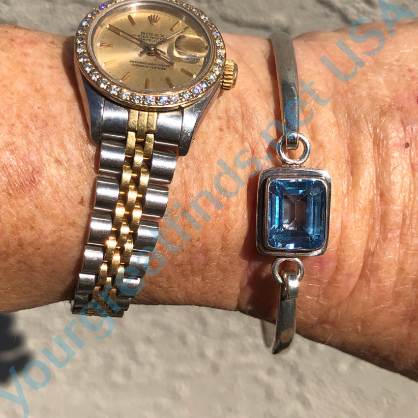 Sterling Silver & Blue Topaz Bangle Bracelet Bracelet