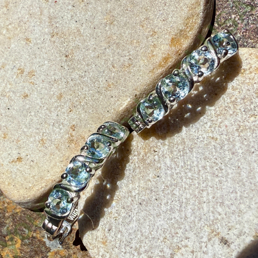 Sterling Silver & Blue Topaz Hoop Pierced Earrings earrings