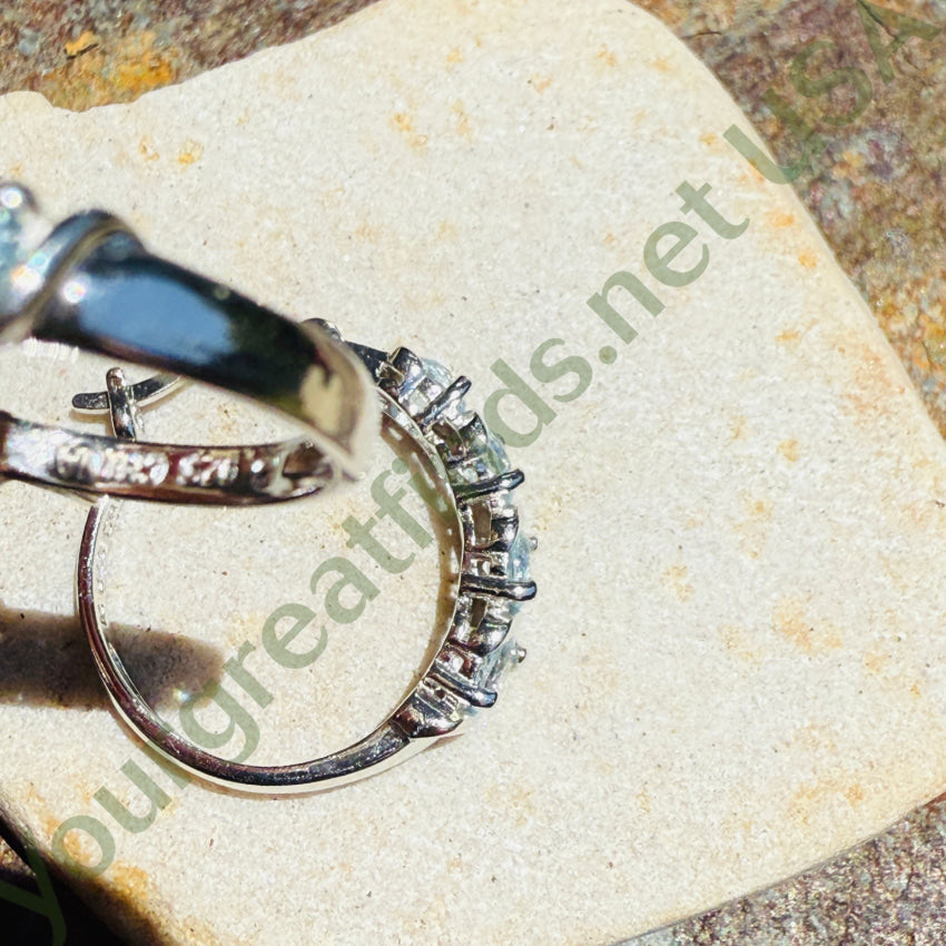 Sterling Silver & Blue Topaz Hoop Pierced Earrings earrings