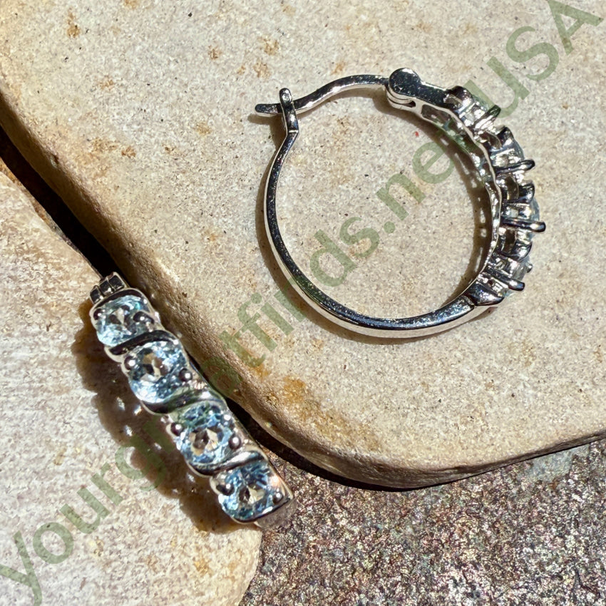Sterling Silver & Blue Topaz Hoop Pierced Earrings earrings