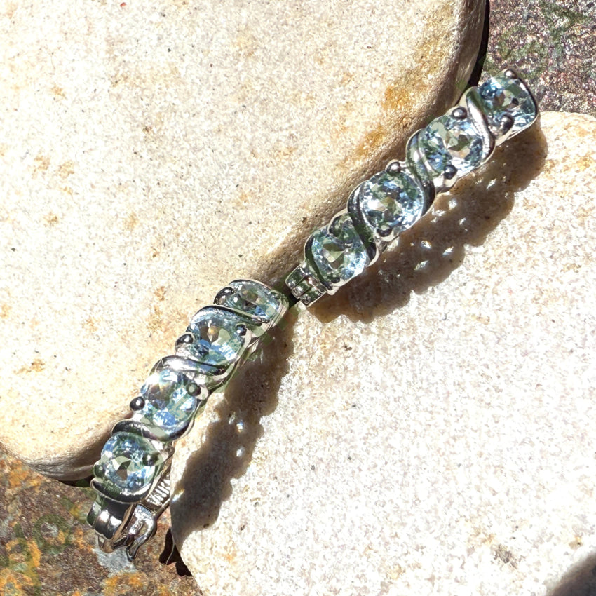 Sterling Silver & Blue Topaz Hoop Pierced Earrings earrings