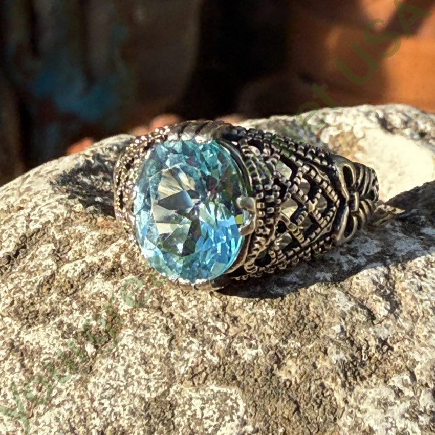 Sterling Silver & Blue Topaz Ring Size 6.5 ring