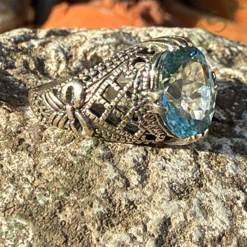 Sterling Silver & Blue Topaz Ring Size 6.5 ring