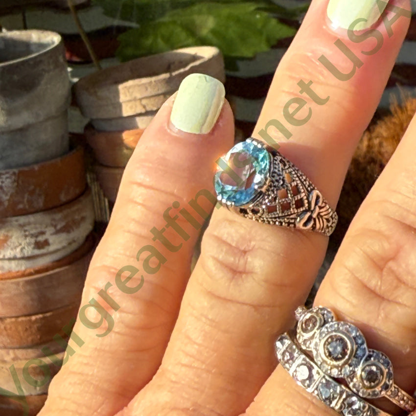 Sterling Silver & Blue Topaz Ring Size 6.5 ring
