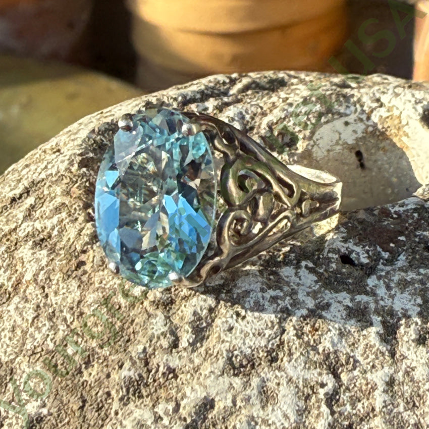 Sterling Silver & Blue Topaz Ring Size 8 ring