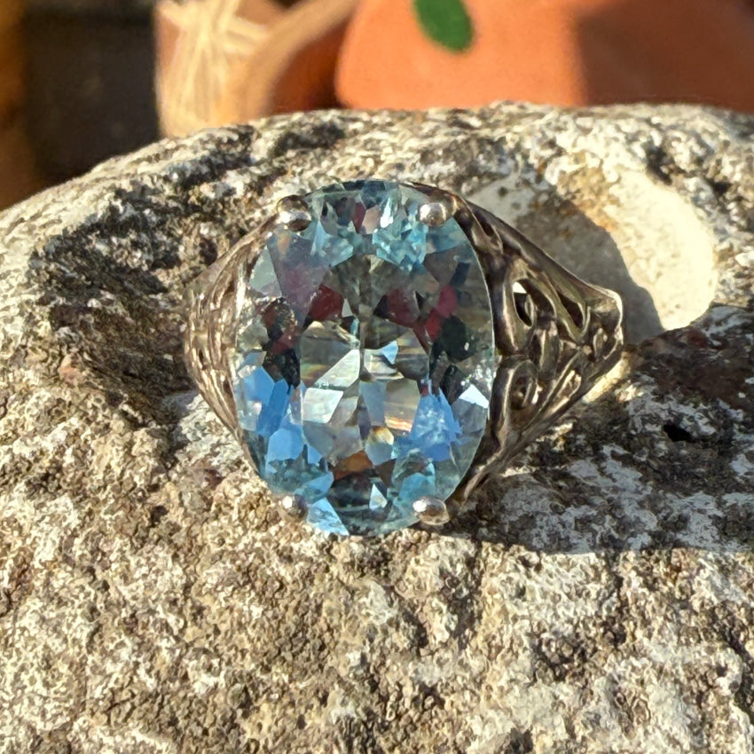 Sterling Silver & Blue Topaz Ring Size 8 ring