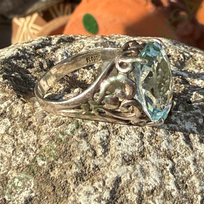 Sterling Silver & Blue Topaz Ring Size 8 ring