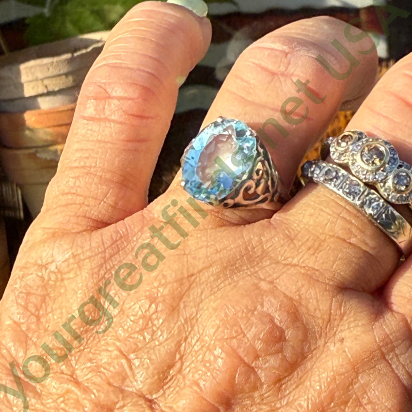 Sterling Silver & Blue Topaz Ring Size 8 ring