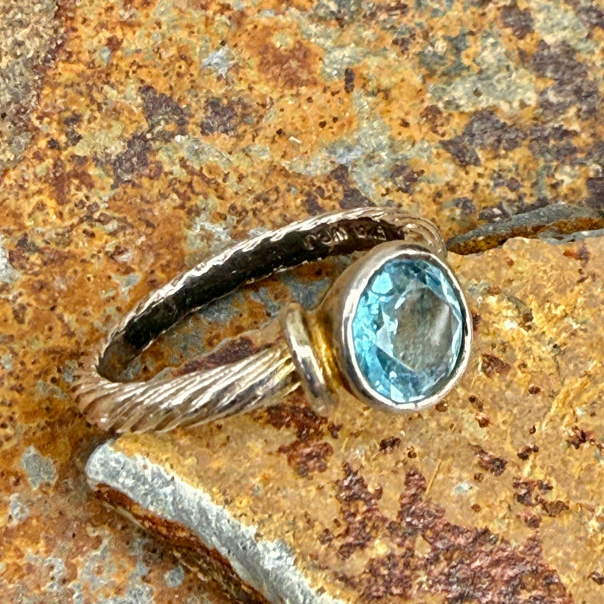 Sterling Silver & Blue Topaz Ring Size 8 Ring