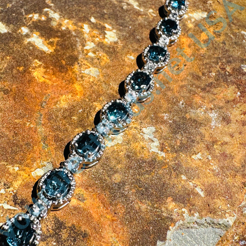 Sterling Silver Blue Topaz Tennis Bracelet Bracelet