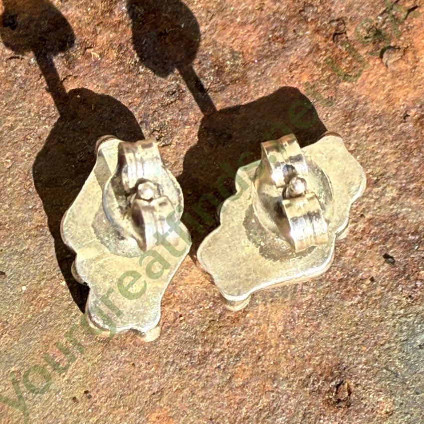 Sterling Silver Blue Turquoise Petit Point Stud Post Earrings earrings