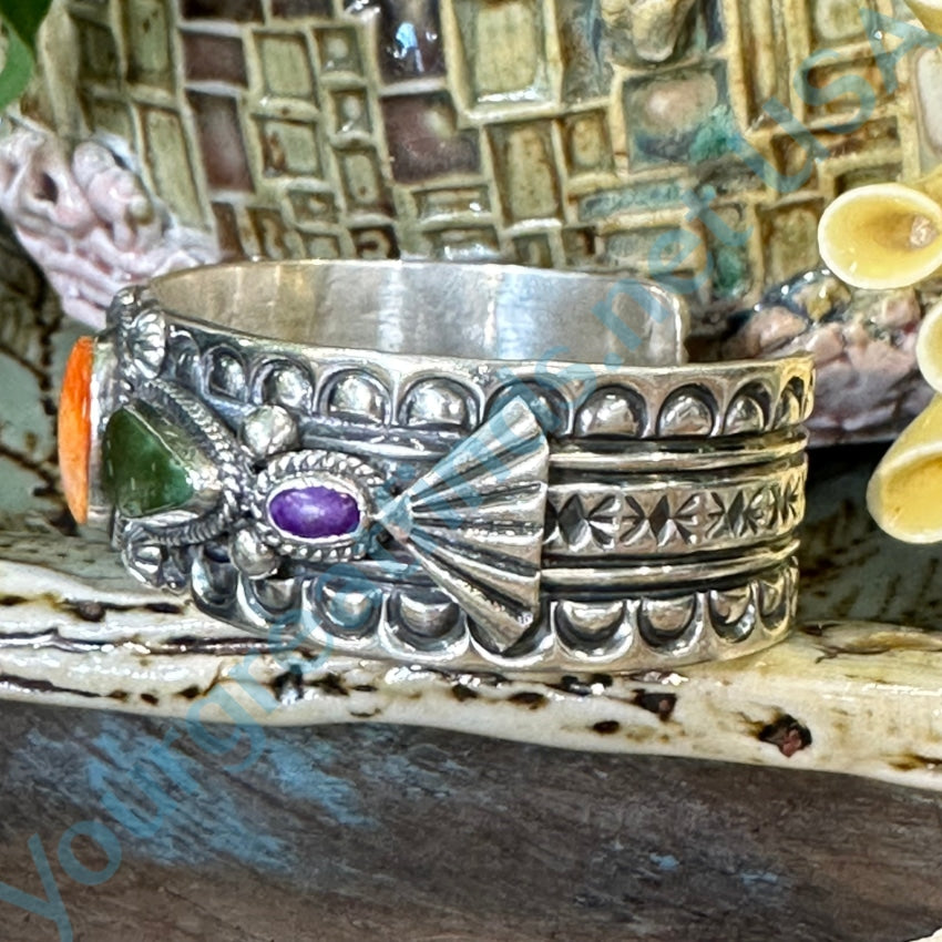 Sterling Silver Bracelet Navajo Delbert Gordon Spiny Oyster Turquoise