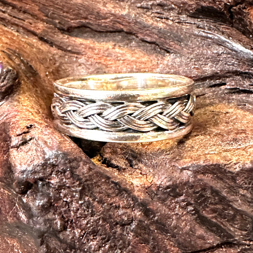 Sterling Silver Braid Band Ring Size 10 Great For Thumb Rings