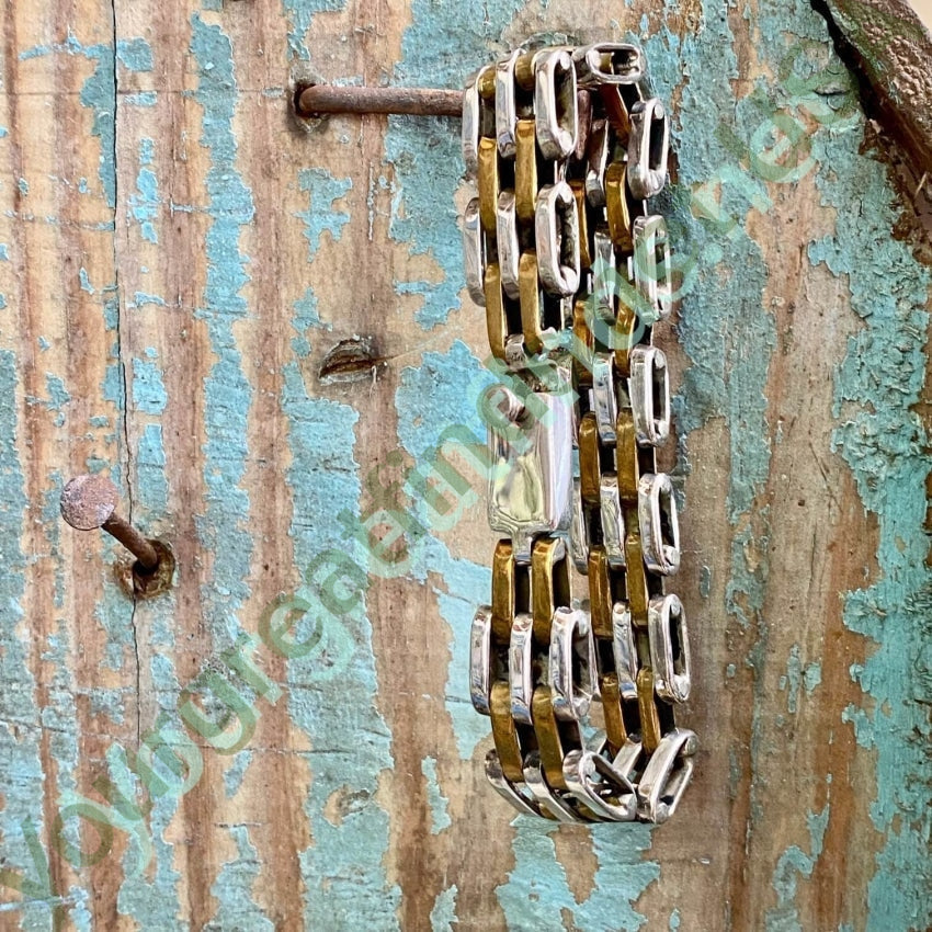Sterling Silver Brass Bar Link Bracelet Mexico Yourgreatfinds