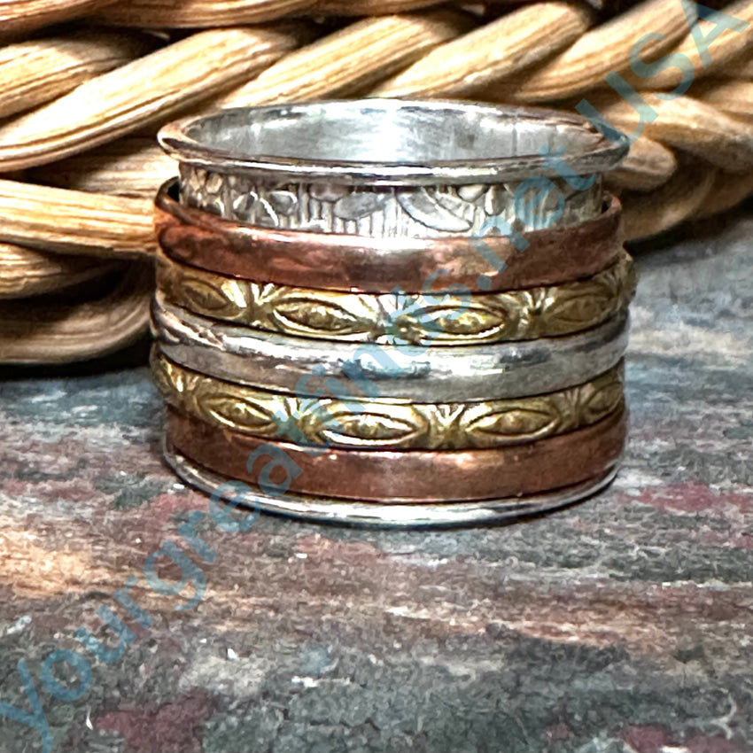 Sterling Silver Brass Copper Wide Band Spinner Ring 8 Spinner Ring