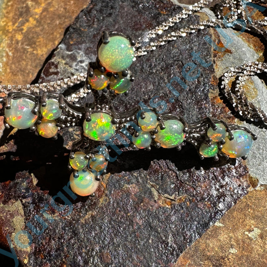 Sterling Silver & Bright Opal Holy Cross Necklace Necklace