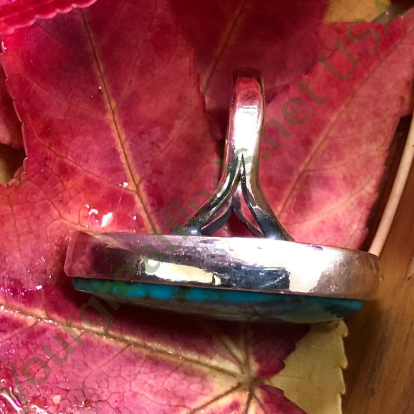 Sterling Silver & Bright Turquoise Ring Size 8 Ring