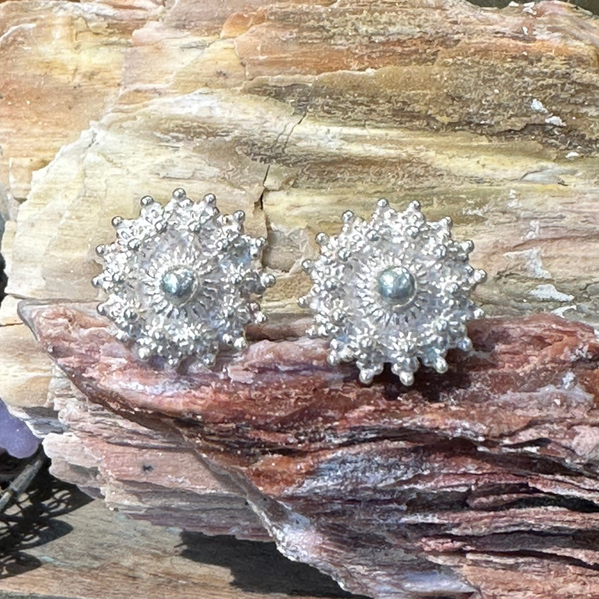 Sterling Silver Cannetille Pierced Post Earrings